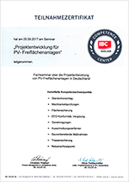 Zertifikat IBC 3